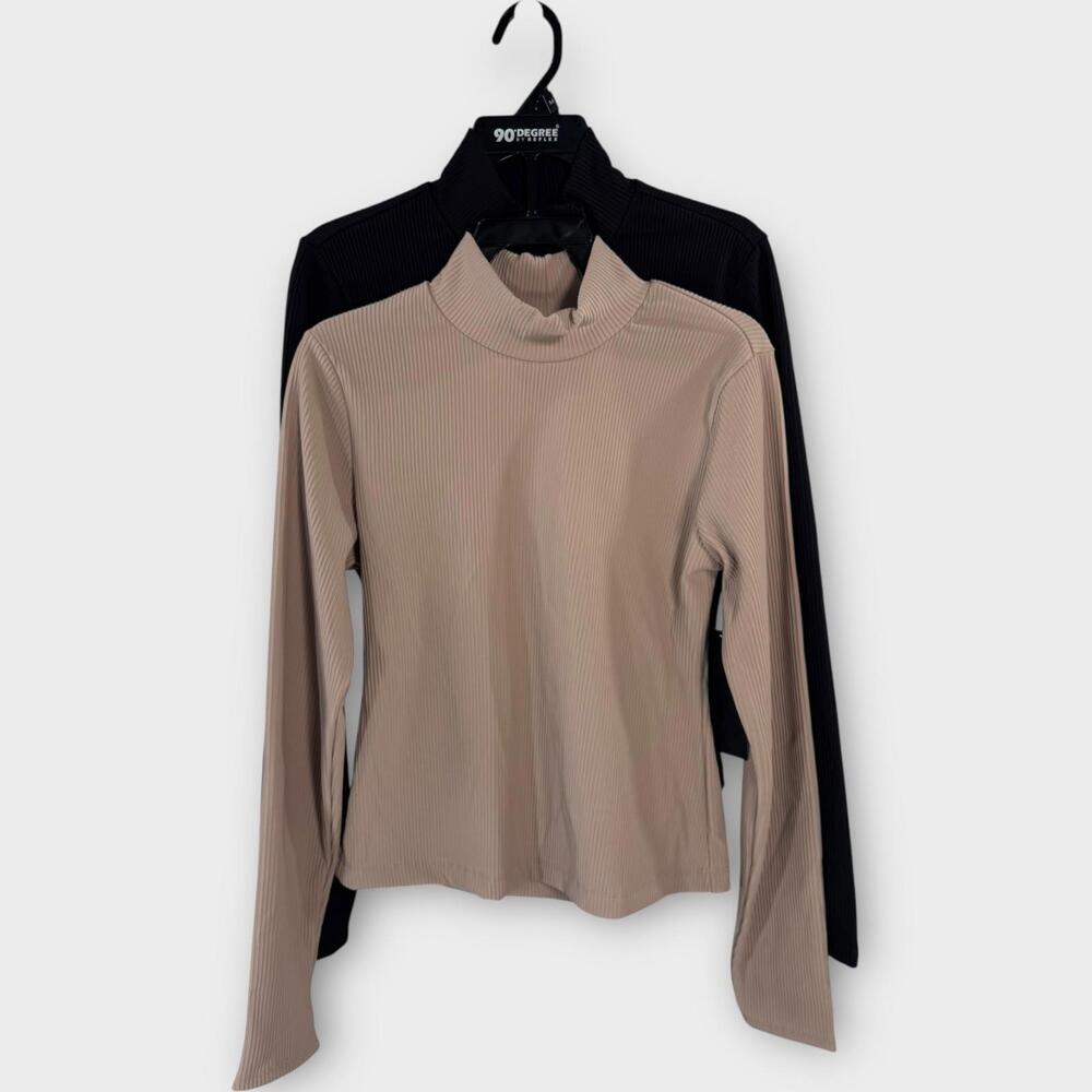 90 Degree by Reflex 2 Pack Chill Tech Rib Venture Long Sleeve Tops Womens Medium